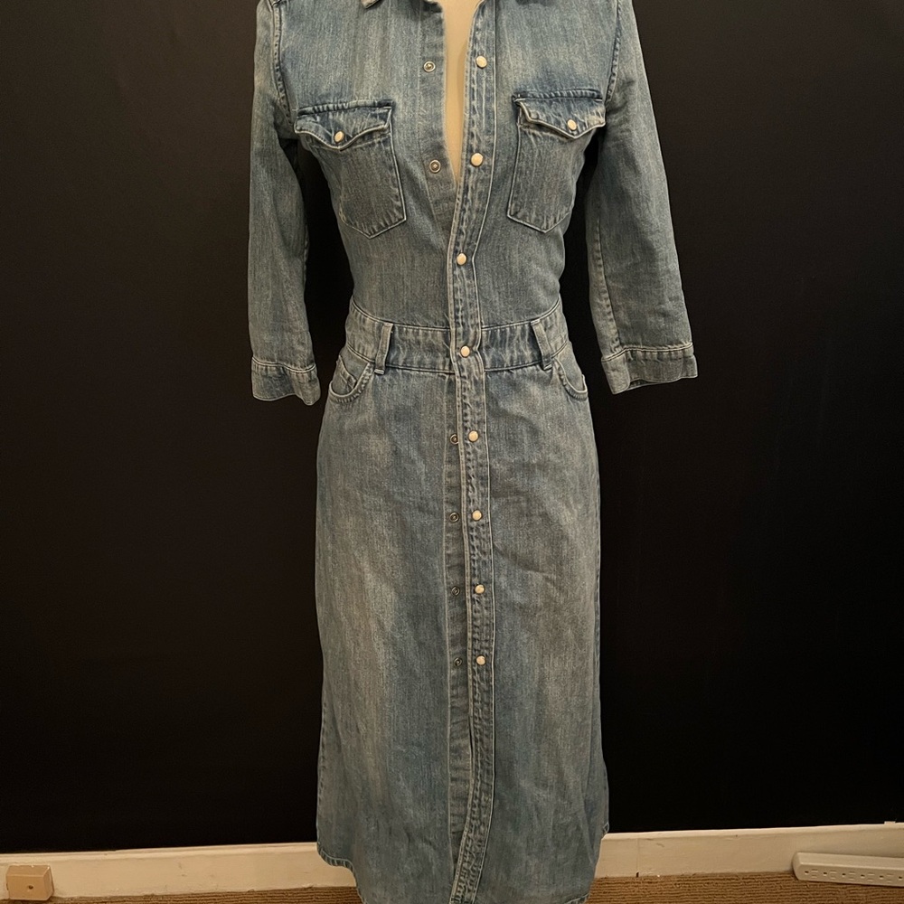 All Saints - Denim Button-Up Midi Dress